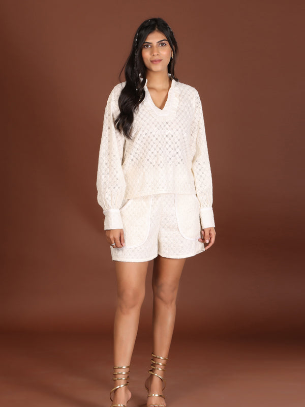 Dezal cotton Schiffli co ord - Jiraazi