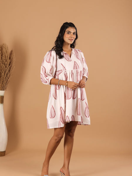 Handblock print Cotton Dress - Jiraazi