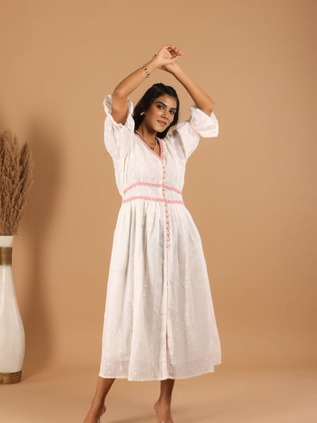 Bibi Cotton Lurex Midi Dress - Jiraazi