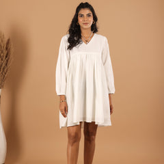 Pearl White Cotton Dress - Jiraazi