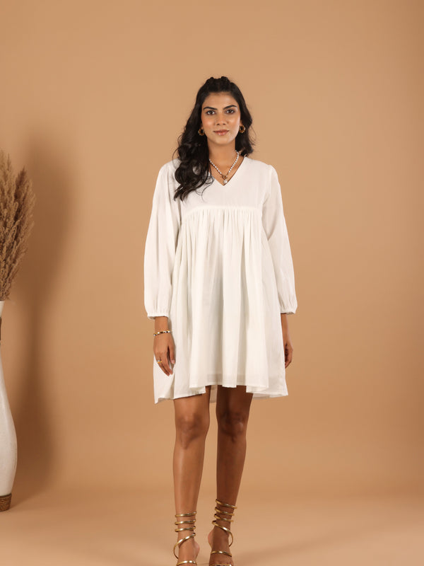 Pearl White Cotton Dress - Jiraazi