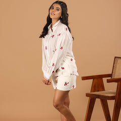 Floral white Cotton Mul Co ord - Jiraazi