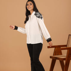 Lace Detail Cotton Shirt - Jiraazi