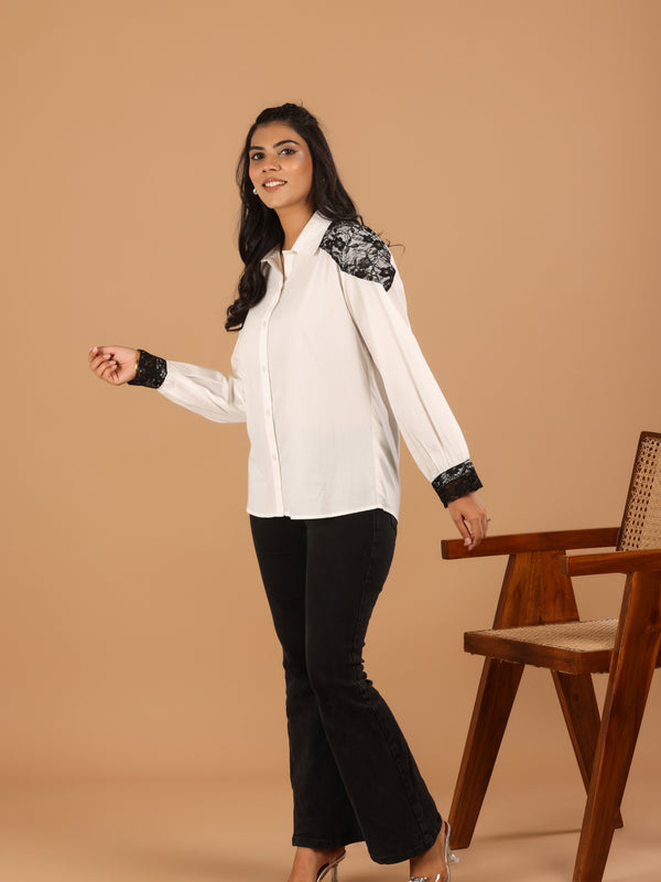 Lace Detail Cotton Shirt - Jiraazi