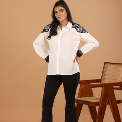 Lace Detail Cotton Shirt - Jiraazi