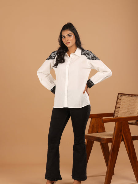 Lace Detail Cotton Shirt - Jiraazi