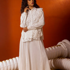 Kota Doriya Skirt With Net Lace Shrug Co Ord
