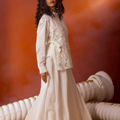 Kota Doriya Skirt With Net Lace Shrug Co Ord