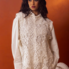 Kota Doriya Skirt With Net Lace Shrug Co Ord