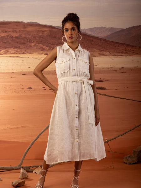 Linen Jacket Midi Dress