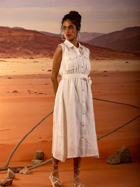 Linen Jacket Midi Dress