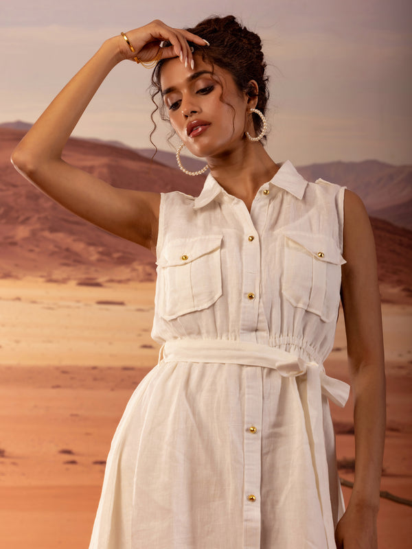 Linen Jacket Midi Dress
