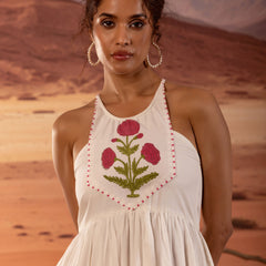 Handblock Print Tiered Mini Dress