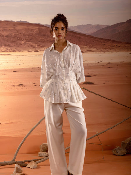 Sheer Star Lurex Peplum Shirt