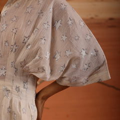 Sheer Silver Star Lurex Peplum Shirt