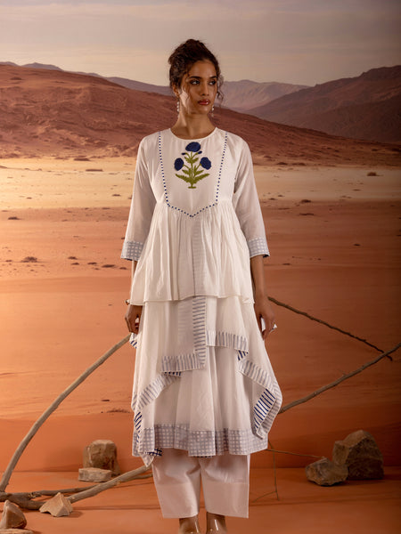 Asymmetrical Layered Handblock Print Kurta