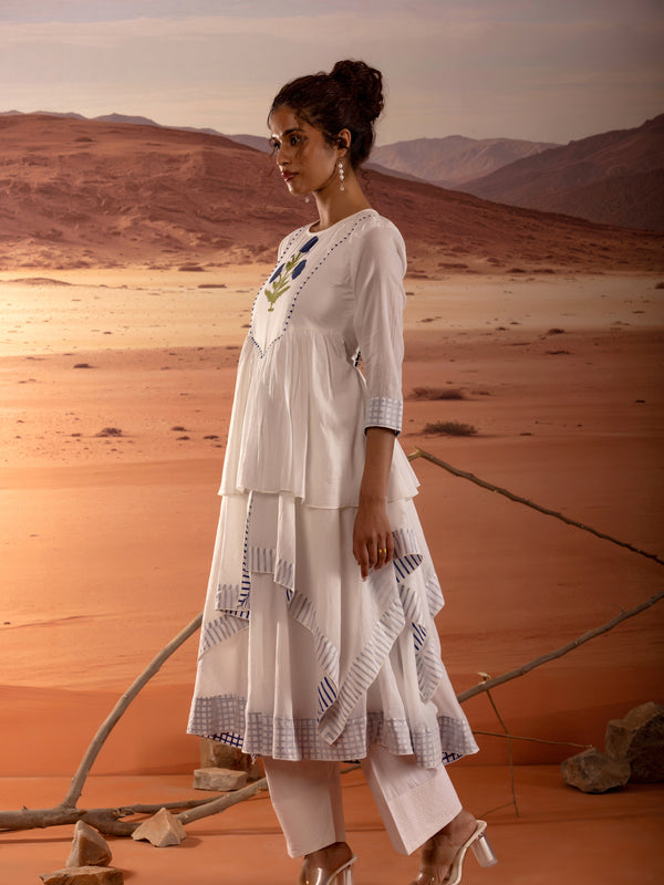 Asymmetrical Layered Handblock Print Kurta