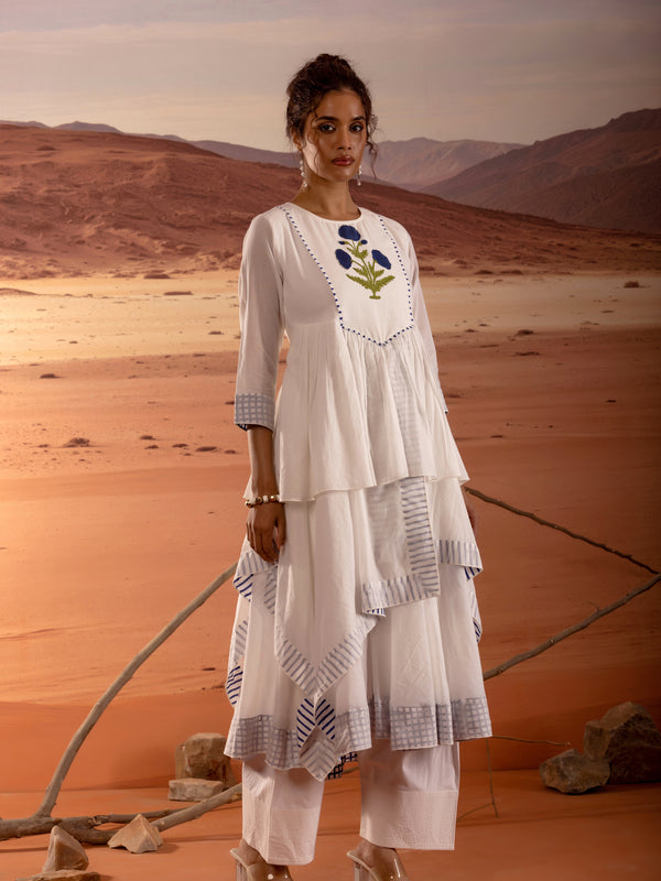 Asymmetrical Layered Handblock Print Kurta