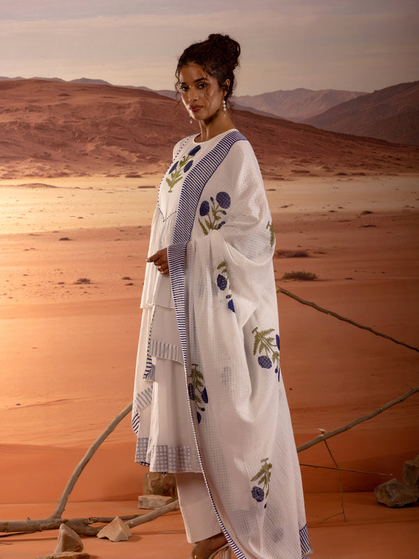 Asymmetrical Layered Handblock Print Kurta