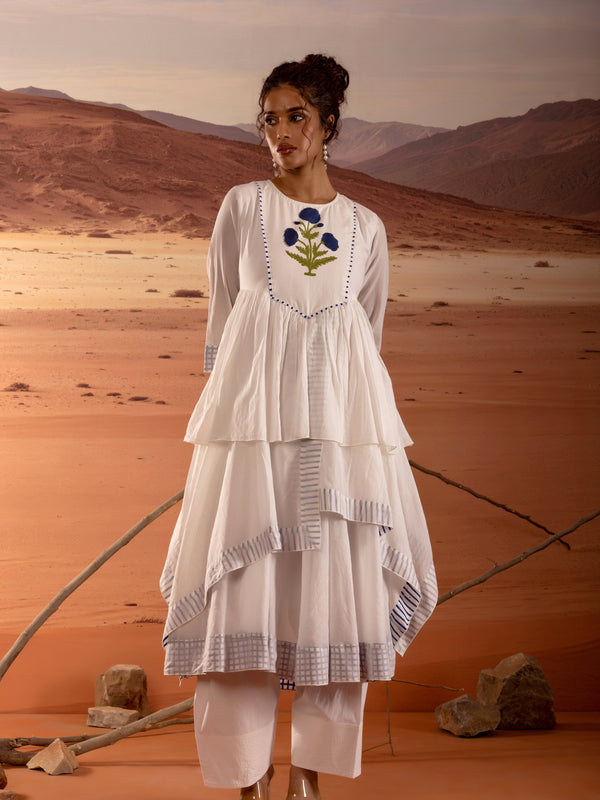 Asymmetrical Layered Handblock Print Kurta