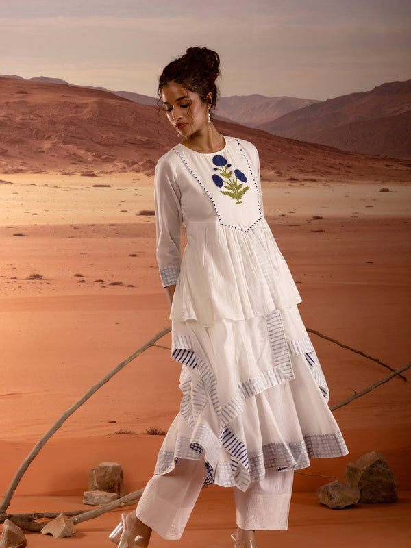 Asymmetrical Layered Handblock Print Kurta