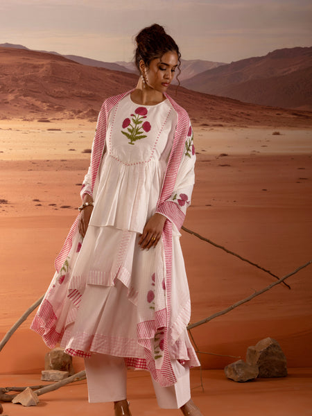 Asymmetrical Layered Handblock Print Kurta