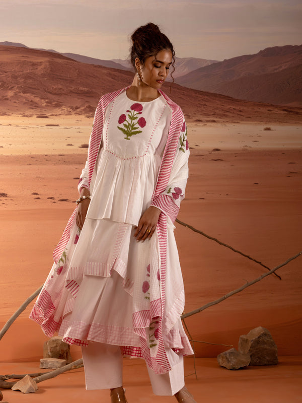 Asymmetrical Layered Handblock Print Kurta