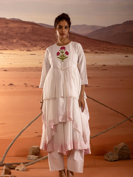 Asymmetrical Layered Handblock Print Kurta