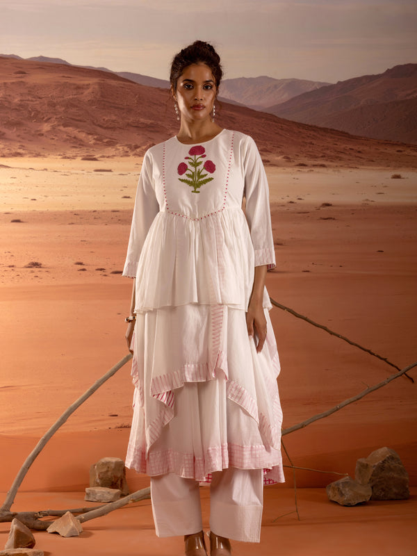 Asymmetrical Layered Handblock Print Kurta