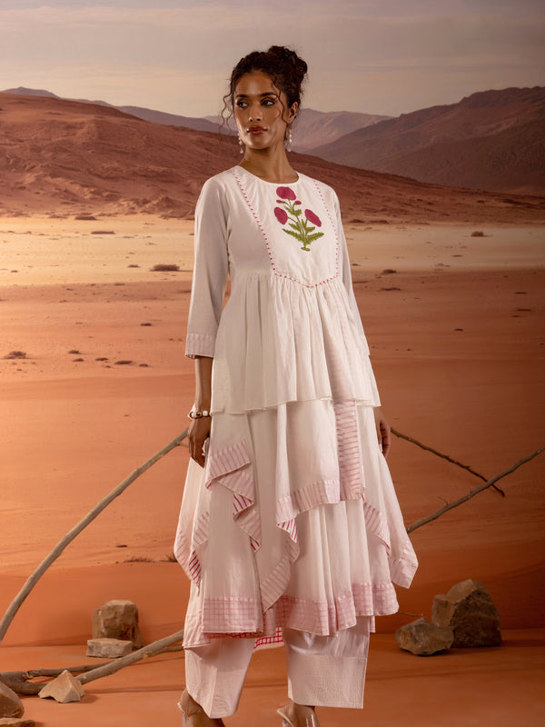 Asymmetrical Layered Handblock Print Kurta