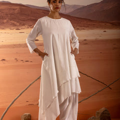 Asymmetrical Layered Kurta With Pockets