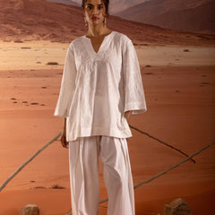 Embroidered V Neck Relaxed Fit Kurta