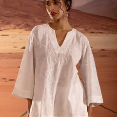 Embroidered V Neck Relaxed Fit Kurta