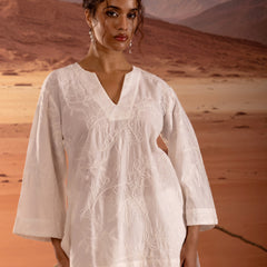 Embroidered V Neck Relaxed Fit Kurta