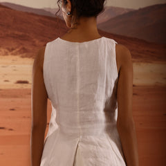 Linen Embellished V Neck Button Down Top