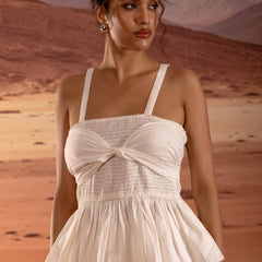 Cotton Smocked Peplum Top