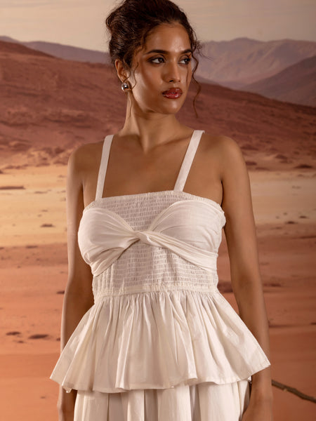 Cotton Smocked Peplum Top