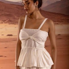 Cotton Smocked Peplum Top