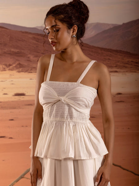 Cotton Smocked Peplum Top