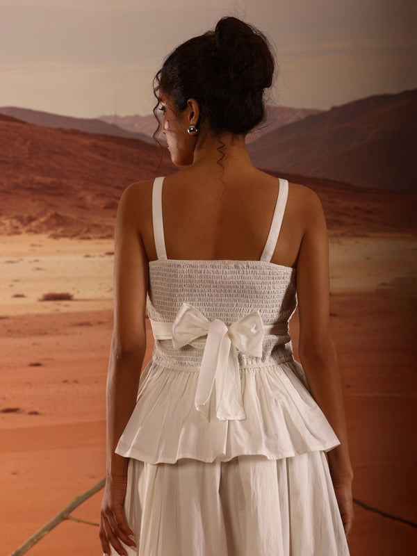 Cotton Smocked Peplum Top