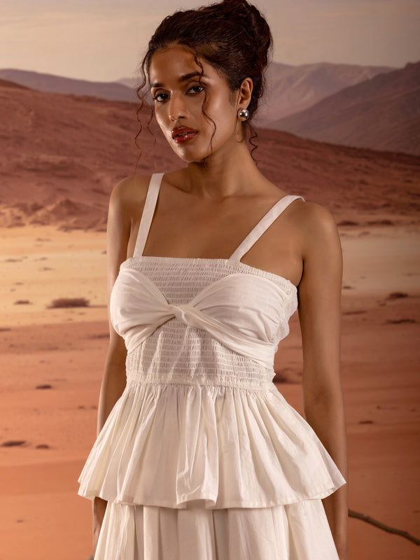 Cotton Smocked Peplum Top