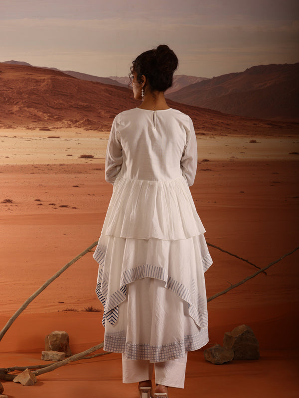 Asymmetrical Layered Handblock Print Kurta