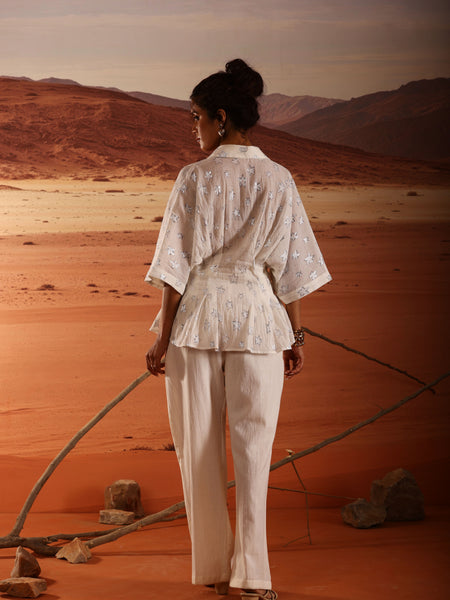 Sheer Star Lurex Peplum Shirt