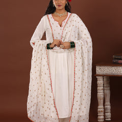 Off white embroidered Georgette Dupatta - Jiraazi