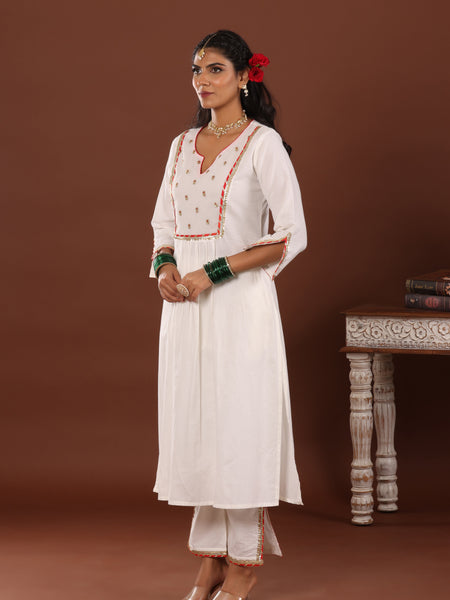 Niqhat Gota Cotton Suit set - Jiraazi