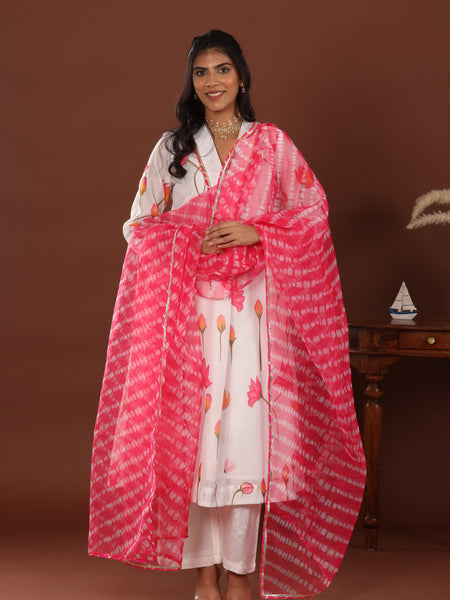Pink organza Dupatta - Jiraazi