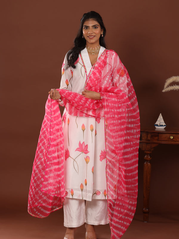 Lotus print chanderi Kurta - Jiraazi