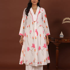 Lotus print chanderi Kurta - Jiraazi