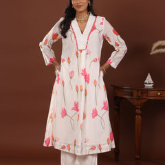 Lotus print chanderi Kurta - Jiraazi