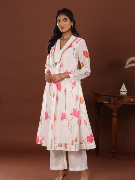 Lotus print chanderi Kurta - Jiraazi